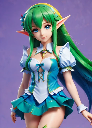 elf,3d figure,tiki,kotobukiya,3d model,fae,game figure,3d rendered,caerula,figurine,3d render,3d fantasy,elza,link,fantasy girl,navi,plush figure,emerald,green aurora,hatsune miku,Illustration,Japanese style,Japanese Style 03