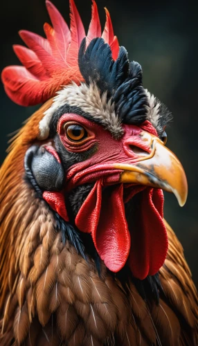 portrait of a hen,cockerel,rooster head,bantam,hen,redcock,vintage rooster,landfowl,animal portrait,chicken 65,gallus,rooster,roosters,fowl,avian flu,pullet,phoenix rooster,chicken,domestic chicken,polish chicken,Photography,General,Fantasy