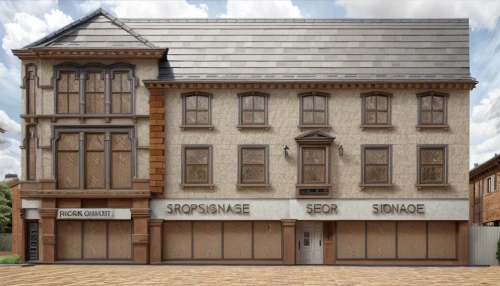 listed building,timber framed building,wooden facade,old brick building,3d rendering,model house,eastgate street chester,facade painting,town house,pontefract,store fronts,dolls houses,crown render,sugar house,commercial building,render,bond stores,peat house,croydon facelift,new town hall