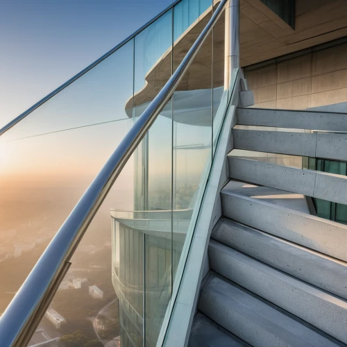 the observation deck,observation deck,skyscapers,tallest hotel dubai,glass facade,structural glass,glass facades,glass wall,observation tower,sky city tower view,outside staircase,burj khalifa,winding staircase,window film,glass building,steel stairs,above the city,high rise,glass roof,skyscraper,Photography,General,Realistic