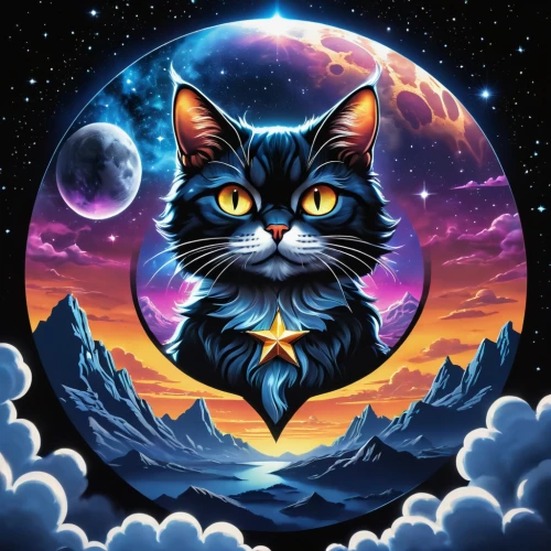 cat vector,capricorn kitz,lunar,luna,moon phase,cat image,cartoon cat,herfstanemoon,celestial body,hanging moon,cat on a blue background,the cat,cat lovers,soundcloud icon,astral traveler,breed cat,constellation wolf,moonbeam,cat,ethereum icon,Photography,General,Realistic