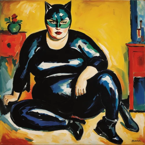 woman sitting,girl sitting,girl with cereal bowl,picasso,woman eating apple,self-portrait,catwoman,woman on bed,woman at cafe,orlovsky,beatnik,portrait of a woman,girl in the kitchen,self portrait,blue demon,woman holding pie,woman playing,woman drinking coffee,black cat,the cat,Art,Artistic Painting,Artistic Painting 37