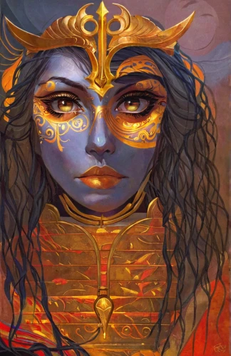 golden mask,gold mask,fantasy portrait,priestess,golden crown,zodiac sign libra,foil and gold,masquerade,warrior woman,jaya,gold leaf,gold foil mermaid,gold foil art,golden eyes,gold eyes,fantasy art,shiva,sorceress,fire siren,fire eyes,Conceptual Art,Fantasy,Fantasy 18