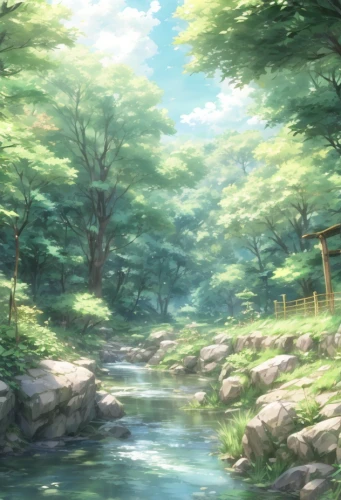 forest background,forest landscape,landscape background,clear stream,mountain spring,forest,green forest,forest glade,forest path,spring background,springtime background,watercolor background,tsukemono,the forest,forests,green landscape,violet evergarden,scenery,forest ground,river landscape