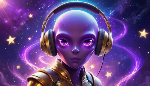 music background,purple,andromeda,dj,astropeiler,extraterrestrial,twitch icon,galaxy,headphone,spacefill,listening to music,astronomer,ophiuchus,music player,astro,purple background,astronira,ipê-purple,zodiac sign libra,space,Illustration,Realistic Fantasy,Realistic Fantasy 01