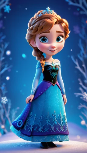 princess anna,elsa,princess sofia,the snow queen,frozen,agnes,cinderella,suit of the snow maiden,winterblueher,rapunzel,disney character,cute cartoon character,fairy tale character,ice princess,winter dress,ball gown,a girl in a dress,tiana,white rose snow queen,tangled,Unique,3D,Isometric