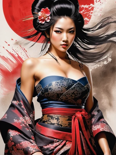 geisha girl,geisha,japanese art,mulan,oriental princess,oriental girl,katana,japanese woman,samurai fighter,chinese art,japanese martial arts,oriental,samurai,warrior woman,asian woman,japanese culture,oriental painting,red lantern,beautiful girls with katana,female warrior,Illustration,Abstract Fantasy,Abstract Fantasy 09