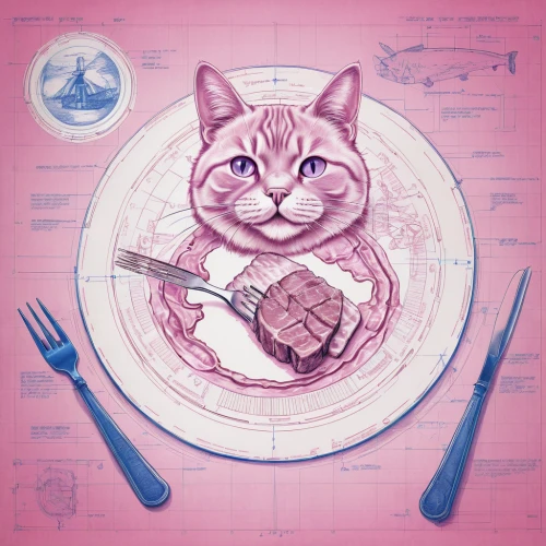 placemat,retro diner,cat vector,diner,tea party cat,cat food,pink cat,appetite,cooking book cover,cuisine,pie vector,place setting,pink vector,à la carte food,food icons,dining,gastronomy,drawing cat,tuna steak,diet icon,Unique,Design,Blueprint