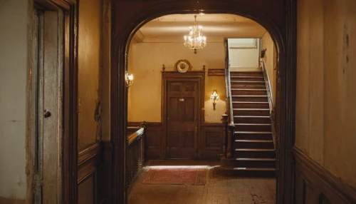 hallway,hallway space,entrance hall,house entrance,the threshold of the house,outside staircase,creepy doorway,stairwell,staircase,corridor,assay office in bannack,doorway,winding staircase,stairway,hotel hall,entry,hall,stair,circular staircase,brownstone,Photography,General,Cinematic