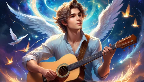bard,angel wing,angel playing the harp,art bard,uriel,angel wings,the archangel,guardian angel,baroque angel,archangel,love angel,angel,business angel,classical guitar,perseus,musician,angelology,guitar player,crying angel,guitar,Illustration,Realistic Fantasy,Realistic Fantasy 01