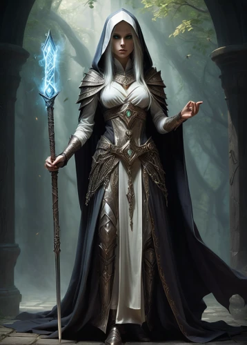 sorceress,priestess,mage,blue enchantress,dark elf,light bearer,the enchantress,elven,dodge warlock,paladin,druid,sterntaler,fantasy portrait,pall-bearer,artemisia,jaya,aesulapian staff,priest,undead warlock,summoner