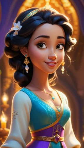 aladha,jasmine,princess anna,tiana,princess sofia,aladin,moana,jasmine blossom,rapunzel,radha,disney character,jasmine flower,elsa,mulan,merida,aladdin,arabian,diwali banner,agnes,princess' earring,Unique,3D,Isometric