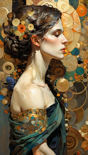 gold leaf,transistor,fantasy portrait,masquerade,painted lady,fantasy art,mystical portrait of a girl,golden wreath,gold filigree,mucha,sorceress,ulysses butterfly,gold foil art,meticulous painting,palette,amano,priestess,venetian mask,faery,fantasy woman,Conceptual Art,Fantasy,Fantasy 18