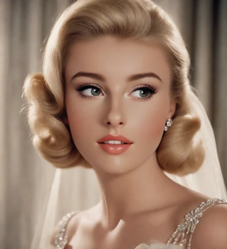 vintage makeup,model years 1960-63,gena rolands-hollywood,doris day,ann margaret,marylin monroe,model years 1958 to 1967,marylyn monroe - female,doll's facial features,merilyn monroe,grace kelly,debutante,bouffant,bridal jewelry,pompadour,barbie doll,audrey,ann margarett-hollywood,blonde woman,blonde in wedding dress