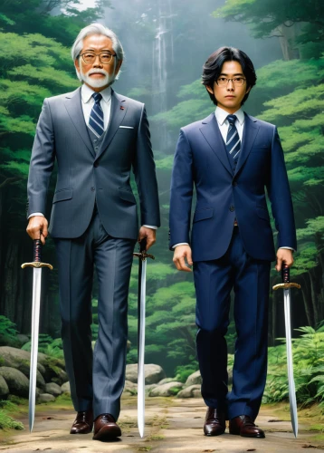 businessmen,japanese icons,miniature figures,shirakami-sanchi,anime 3d,business icons,man and boy,collectible action figures,elderly people,japanese background,studio ghibli,business men,playmobil,wooden figures,anime japanese clothing,walking man,financial advisor,japanese items,japanese culture,3d figure,Illustration,Japanese style,Japanese Style 14