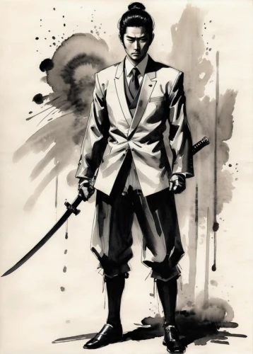 swordsman,tyrion lannister,archer,bruce lee,samurai,wolverine,elvis presley,martial arts uniform,highlander,samurai fighter,swordsmen,rorschach,man with umbrella,elvis,eskrima,crossbones,samurai sword,the doctor,erhu,action hero,Illustration,Paper based,Paper Based 30