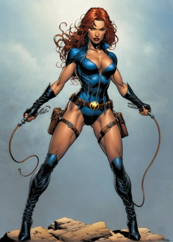 huntress,super heroine,mystique,starfire,fantasy woman,firestar,black widow,leashed,harnessed,head woman,birds of prey,lasso,the enchantress,catwoman,marvel comics,goddess of justice,female warrior,birds of prey-night,barb wire,blue enchantress,Illustration,American Style,American Style 02