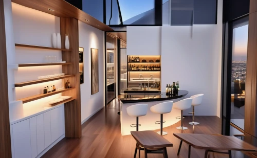 penthouse apartment,modern kitchen interior,modern kitchen,kitchen design,wine cellar,modern minimalist kitchen,sky apartment,wine rack,kitchen interior,wine bar,loft,interior modern design,shared apartment,wine boxes,block balcony,pantry,smart home,walk-in closet,an apartment,wine cooler,Photography,General,Realistic
