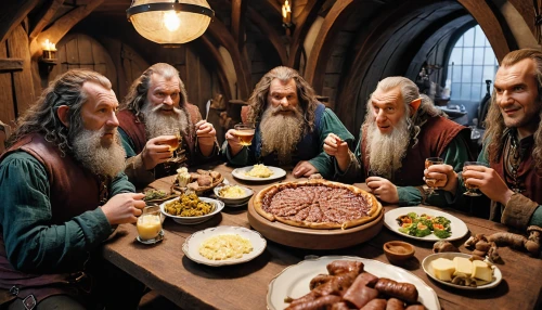 lord who rings,dwarf cookin,hobbit,dwarves,irish meal,elves,holy supper,last supper,irish stew,bavarian dinner,irish food,christmas dinner,tapas,christ feast,dwarfs,nordic christmas,feast noodles,wise men,czech cuisine,thorin,Photography,General,Realistic