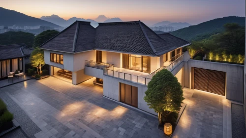 house in mountains,roof landscape,house in the mountains,asian architecture,chinese architecture,bendemeer estates,roof tile,beautiful home,luxury property,residential house,danyang eight scenic,luxury home,tigers nest,modern house,private house,chalet,house roofs,house roof,huashan,holiday villa,Photography,General,Realistic