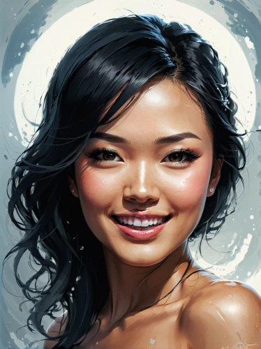 asian woman,moana,vietnamese woman,fantasy portrait,digital painting,mulan,world digital painting,wet girl,sea water splash,water splash,bjork,portrait background,oriental girl,water nymph,the sea maid,girl washes the car,splashing,merfolk,japanese woman,girl portrait,Conceptual Art,Fantasy,Fantasy 17