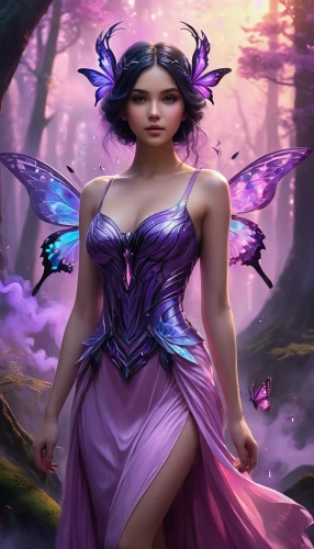 faerie,fae,faery,rosa 'the fairy,evil fairy,fairy queen,rosa ' the fairy,fantasy picture,fantasy art,fantasy woman,butterfly lilac,sorceress,fantasy portrait,vanessa (butterfly),lilac blossom,the enchantress,fairy,flower fairy,purple lilac,purple passionflower,Illustration,Realistic Fantasy,Realistic Fantasy 01