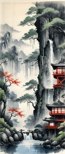 cool woodblock images,chinese art,oriental painting,japanese art,japan landscape,japanese background,chinese architecture,oriental,woodblock prints,the japanese tree,japanese architecture,japanese garden ornament,asian architecture,japanese culture,mountain scene,dongfang meiren,hanging temple,japanese icons,luo han guo,shinto,Illustration,Paper based,Paper Based 30