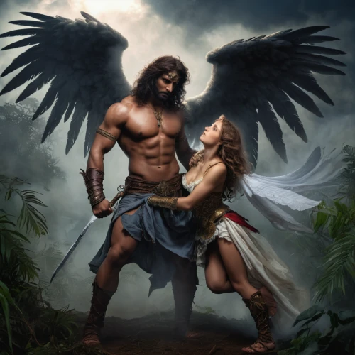 adam and eve,angel and devil,the archangel,heaven and hell,angels of the apocalypse,dark angel,black angel,greek mythology,archangel,angelology,mythological,uriel,biblical narrative characters,pankration,guardian angel,fantasy picture,valhalla,heroic fantasy,angels,ganymede,Conceptual Art,Fantasy,Fantasy 27