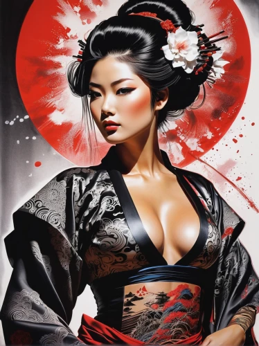 geisha girl,geisha,japanese art,oriental princess,japanese woman,oriental girl,chinese art,oriental,oriental painting,samurai fighter,samurai,katana,red lantern,japanese culture,japanese martial arts,asian woman,mulan,asian vision,asian culture,the japanese doll,Illustration,American Style,American Style 05