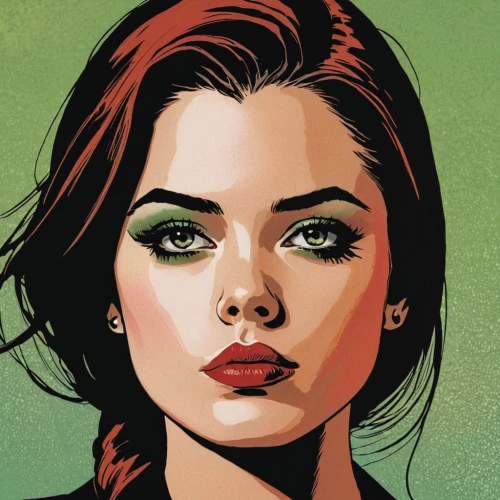 head woman,mary jane,poison ivy,green lantern,scarlet witch,the enchantress,harley,emerald,arrow,popart,catwoman,birds of prey-night,huntress,queen anne,woman face,cool pop art,pop art style,birds of prey,pop art woman,young woman,Illustration,American Style,American Style 08