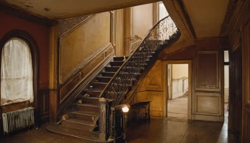outside staircase,staircase,stairwell,stairway,winding staircase,stair,stairs,hallway,brownstone,circular staircase,wooden stairs,entrance hall,victorian,art nouveau,spiral staircase,banister,luxury decay,empty interior,the threshold of the house,steel stairs,Photography,General,Cinematic