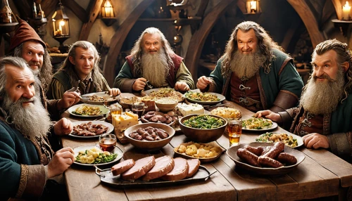 holy supper,dwarf cookin,hobbit,christ feast,thorin,last supper,lord who rings,christmas dinner,dwarves,irish meal,vikings,biblical narrative characters,nativity of jesus,jewish cuisine,pesach,christmas food,feast,irish food,christmas manger,nativity of christ,Photography,General,Realistic