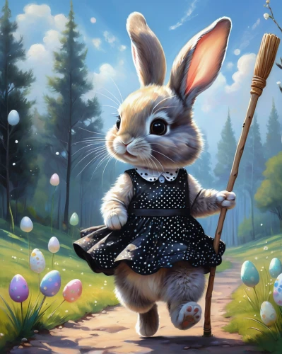 hare trail,easter theme,easter bunny,easter background,springtime background,easter festival,happy easter hunt,little bunny,rabbits and hares,cottontail,peter rabbit,little rabbit,bunny,white rabbit,easter banner,gray hare,painting easter egg,easter card,european rabbit,hoppy,Illustration,Realistic Fantasy,Realistic Fantasy 30
