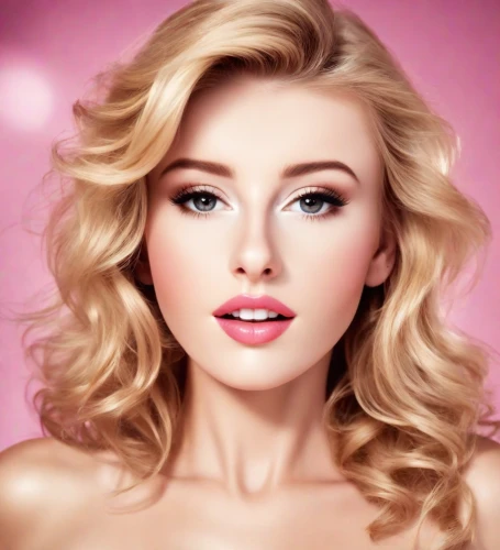barbie doll,realdoll,blonde woman,airbrushed,pink beauty,blond girl,blonde girl,barbie,pink background,women's cosmetics,doll's facial features,portrait background,cool blonde,female beauty,beautiful young woman,romantic look,model beauty,beautiful woman,retouching,beautiful model