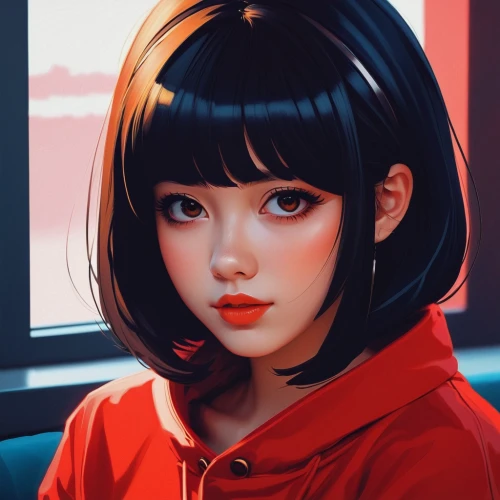 girl portrait,digital painting,vector illustration,vector girl,retro girl,portrait background,study,hong,miso,red background,persona,vector art,digital art,mulan,girl drawing,ren,dribbble,poppy red,world digital painting,fantasy portrait,Conceptual Art,Fantasy,Fantasy 19