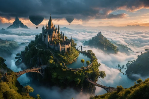 fantasy landscape,fantasy picture,fairytale castle,3d fantasy,fairy tale castle,hogwarts,fantasy world,fantasy art,fairy tale castle sigmaringen,fantasy city,world digital painting,knight's castle,water castle,transylvania,fairy tale,castle of the corvin,cloud mountain,mountain world,a fairy tale,bastei,Photography,General,Fantasy