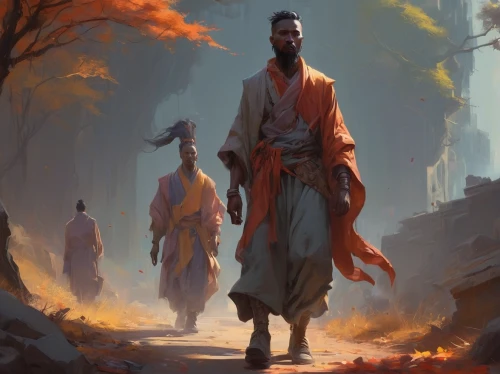 indian monk,monks,monk,buddhists monks,buddhist monk,orange robes,the wanderer,sadhus,shaolin kung fu,middle eastern monk,theravada buddhism,xing yi quan,sadhu,yi sun sin,bodhisattva,samurai,the mystical path,pilgrims,wanderer,world digital painting,Conceptual Art,Fantasy,Fantasy 01