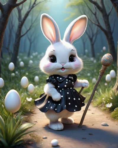 white rabbit,little bunny,cute cartoon character,cute cartoon image,little rabbit,easter background,easter theme,children's background,easter bunny,happy easter hunt,bunny,fairy tale character,painting eggs,rabbits and hares,white bunny,hare trail,cottontail,painting easter egg,easter festival,anthropomorphized animals,Illustration,Realistic Fantasy,Realistic Fantasy 16
