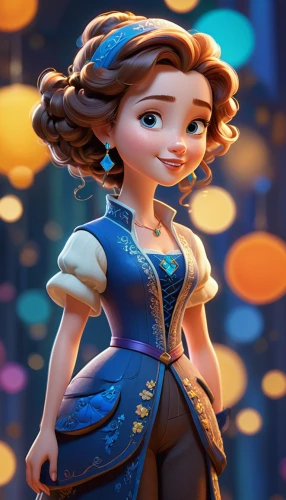 princess anna,merida,cinderella,rapunzel,princess sofia,tiana,tangled,agnes,disney character,elsa,fairy tale character,cute cartoon character,jasmine,a girl in a dress,moana,3d fantasy,fantasia,rosa 'the fairy,cg artwork,rosa ' the fairy,Unique,3D,Isometric