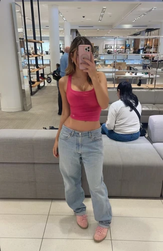 baby pink,high waist jeans,crop top,pink large,mall,plus-size,denim jeans,hips,uniqlo,waist,overall,plus-sized,fat,woman shopping,pink shoes,jeans,thick,sweatpant,shop fittings,active pants