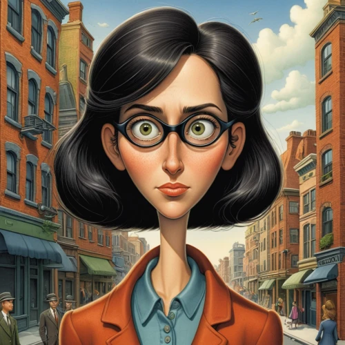 agnes,cartoon doctor,librarian,cute cartoon character,optician,cartoon character,sci fiction illustration,retro cartoon people,city ​​portrait,vector girl,main character,head woman,rosa ' amber cover,animated cartoon,illustrator,reading glasses,woman in menswear,clementine,girl with bread-and-butter,the long-hair cutter,Illustration,Children,Children 03