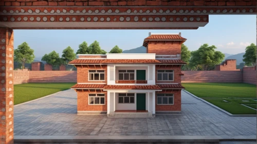 build by mirza golam pir,model house,3d rendering,school design,terracotta,residential house,brick block,kitchen block,asian architecture,srinagar,residence,kathmandu,nepal,terracotta tiles,courtyard,hall of supreme harmony,official residence,temple,render,tajmahal,Photography,General,Realistic