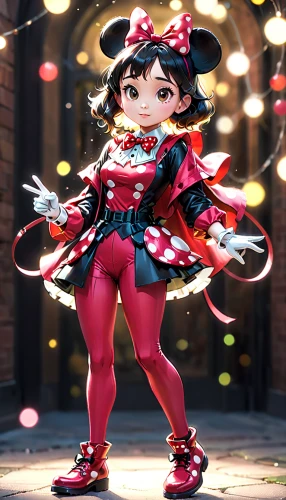 minnie mouse,rockabella,disney character,two-point-ladybug,minnie,disney rose,anime japanese clothing,shanghai disney,anime 3d,fantasia,vanessa (butterfly),scarlet witch,3d fantasy,mulan,ladybug,cute cartoon character,pinocchio,laika,majorette (dancer),rosa 'the fairy,Anime,Anime,Cartoon