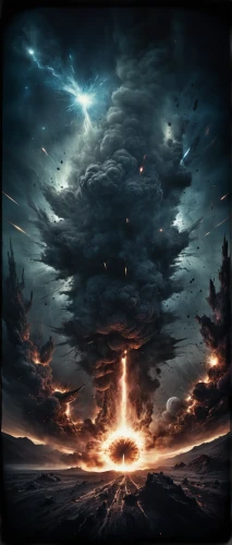 maelstrom,volcanic field,fantasy landscape,thunderclouds,volcanic landscape,witch's hat icon,walpurgis night,steam icon,scorched earth,burning earth,northrend,dusk background,conflagration,the conflagration,mushroom landscape,volcanic,eruption,fire background,volcanic eruption,nature's wrath,Conceptual Art,Fantasy,Fantasy 34