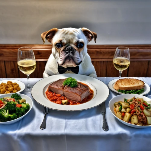 romantic dinner,dinner for two,fine dining,domestic animal,food and wine,british bulldogs,the french bulldog,dinner party,fine dining restaurant,enjoy the meal,sunday roast,delicious meal,australian bulldog,restaurants online,meal  ready-to-eat,white english bulldog,continental bulldog,english bulldog,dog photography,dog-photography,Photography,General,Realistic