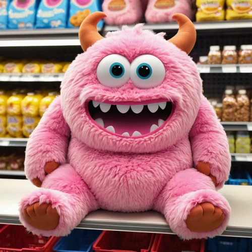 plush figure,child monster,cuddly toy,kong,bath toy,pocket monster,toy shopping cart,child's toy,salmonella,baby toy,toy,road trip target,monstrosity,cuddly toys,grimace,muppet,children's toys,three eyed monster,plush toy,taro,Photography,General,Realistic