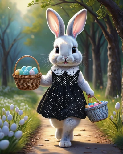 easter bunny,easter theme,white rabbit,cottontail,easter background,bunny on flower,little bunny,happy easter hunt,white bunny,hare trail,gray hare,bunny,little rabbit,easter festival,european rabbit,peter rabbit,springtime background,easter celebration,rabbits and hares,children's background,Illustration,Realistic Fantasy,Realistic Fantasy 30