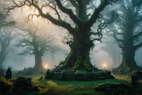 elven forest,druids,fairy forest,celtic tree,druid grove,haunted forest,enchanted forest,ghost forest,holy forest,old graveyard,burial ground,foggy forest,the roots of trees,fantasy landscape,stone circles,the mystical path,the grave in the earth,magic tree,witch's house,fantasy picture,Photography,General,Fantasy