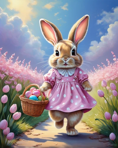 easter theme,bunny on flower,easter bunny,easter background,cottontail,peter rabbit,happy easter hunt,easter card,easter rabbits,bunny,little bunny,springtime background,rabbits and hares,happy easter,easter celebration,children's background,audubon's cottontail,domestic rabbit,european rabbit,little rabbit,Illustration,Realistic Fantasy,Realistic Fantasy 30
