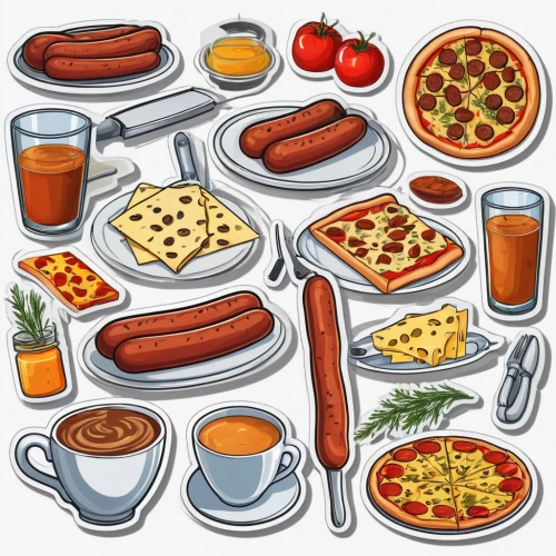 sausage plate,food icons,sausage platter,breakfast plate,retro 1950's clip art,food platter,leittafel,my clipart,food table,foods,scrapbook clip art,typical food,clipart,food collage,eastern european food,tableware,icon set,placemat,clipart sticker,danish breakfast plate,Unique,Design,Sticker